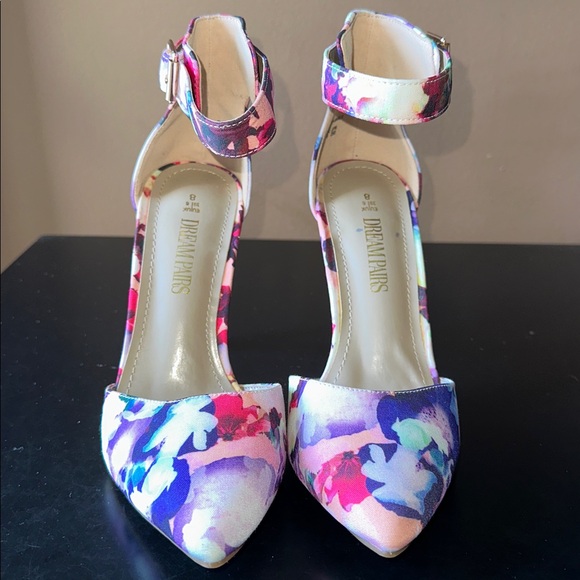 🆕 DREAM PAIRS Floral Ankle Stiletto Heels - Picture 3 of 15